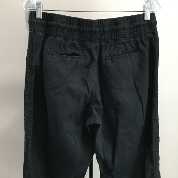 ATHLETA Black CABO 100% Linen Drawstring Waist Zip Pocket Mock Fly Jogger Pant - Picture 10 of 11